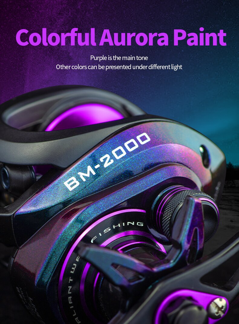 LINNHUE New Baitcasting Reel BM2000 5+1BB Purple Gradient 7.3:1 Drag 8kg Fishing Reel For Saltwater Reel Casting Carp Fishing LINNHUE New Baitcasting Reel BM2000 5+1BB Purple Gradient 7.3:1 Drag 8kg Fishing Reel For Saltwater Reel Casting Carp Fishing