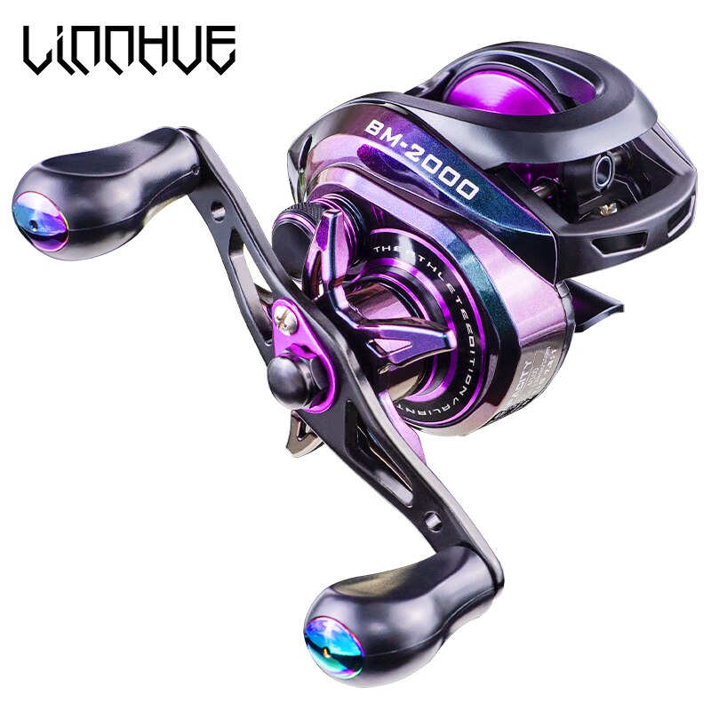 LINNHUE New Baitcasting Reel BM2000 5+1BB Purple Gradient 7.3:1 Drag 8kg Fishing Reel For Saltwater Reel Casting Carp Fishing LINNHUE New Baitcasting Reel BM2000 5+1BB Purple Gradient 7.3:1 Drag 8kg Fishing Reel For Saltwater Reel Casting Carp Fishing