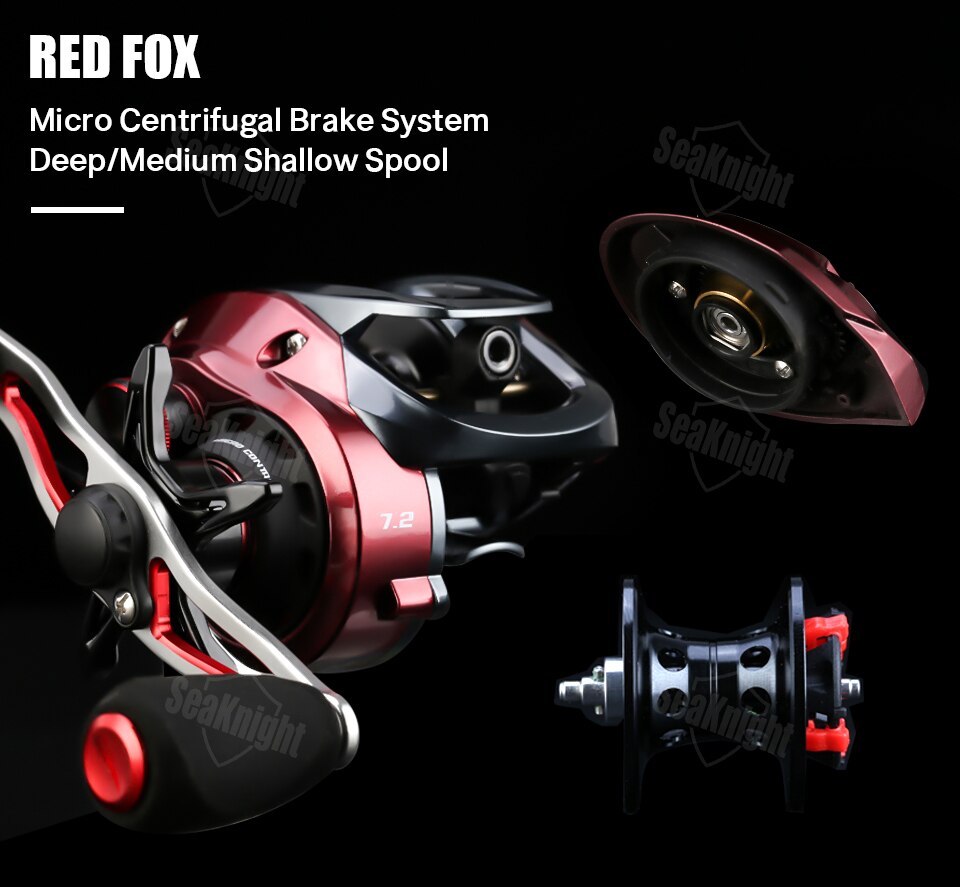 SeaKnight Brand RED FOX Series HG XG 7.2:1 8.1:1 Baitcasting Reel Centrifugal Brake System 13lbs Ultra-light Fishing Reel 192G