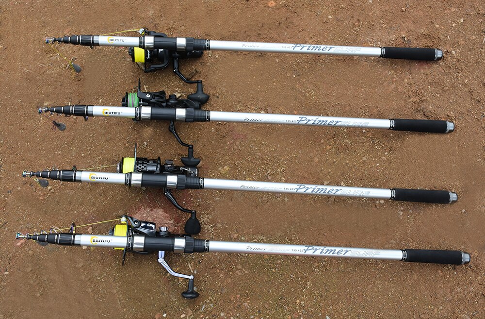 BIUTIFU Surf Rod 5.3/5.0/4.5/4.2/4.05/3.9m Telescopic Fishing Travel Spinning Power 60-200g Throw Surfcasting Shore Casting Pole