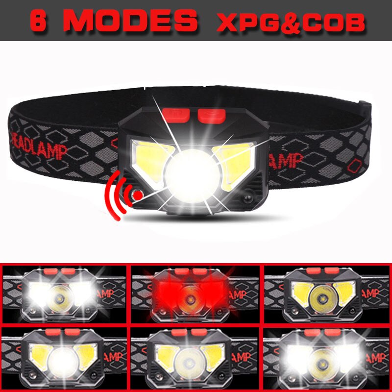 8 Modes Handfress Motion Sensor Powerful LED Headlight headlamp Head Lamp COB Flashlight Torch head light For Camping, fishing 8 Modes Handfress Motion Sensor Powerful LED Headlight headlamp Head Lamp COB Flashlight Torch head light For Camping, fishing
