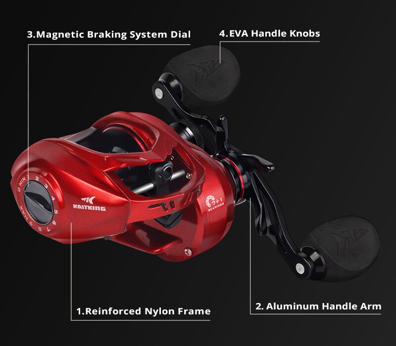 KastKing Spartacus II Ultra Smooth Baitcasting Reel 8KG Max Drag 7+1 Ball Bearings 7.2:1 High Speed Gear Ratio Fishing Coil