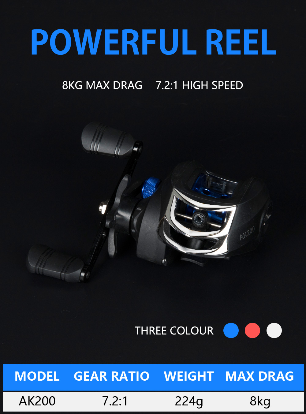 2022 New AK200 7.2:1 High Speed Fishing Reel Left Right Hand Baitcasting Reel Brake System 8kg Drag Wheel Bait Casting 2022 New AK200 7.2:1 High Speed Fishing Reel Left Right Hand Baitcasting Reel Brake System 8kg Drag Wheel Bait Casting