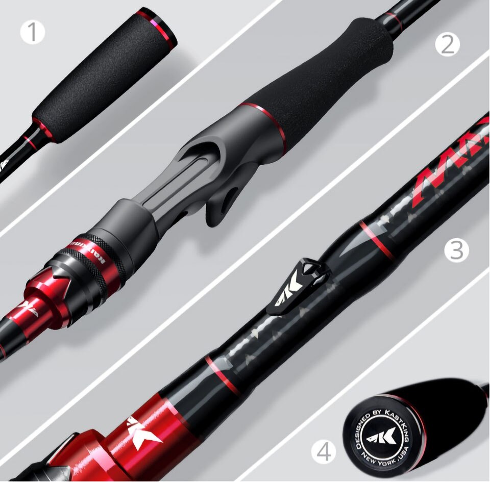 KastKing Max Steel Rod Carbon Spinning Casting Fishing Rod with 1.80m 2.13m 2.28m 2.4m Baitcasting Rod for Bass Pike Fishing