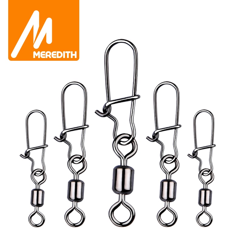 MEREDITH 50PCS Pike Fishing Accessories Connector Pin Bearing Rolling Swivel Stainless Steel Snap Fishhook Lure Swivels Tackle MEREDITH 50PCS Pike Fishing Accessories Connector Pin Bearing Rolling Swivel Stainless Steel Snap Fishhook Lure Swivels Tackle