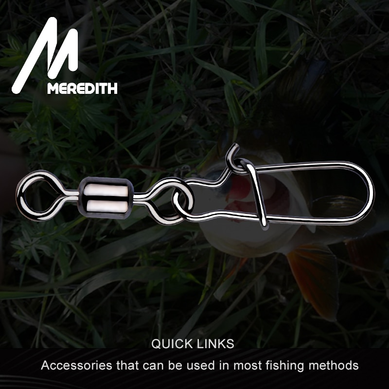 MEREDITH 50PCS Pike Fishing Accessories Connector Pin Bearing Rolling Swivel Stainless Steel Snap Fishhook Lure Swivels Tackle MEREDITH 50PCS Pike Fishing Accessories Connector Pin Bearing Rolling Swivel Stainless Steel Snap Fishhook Lure Swivels Tackle