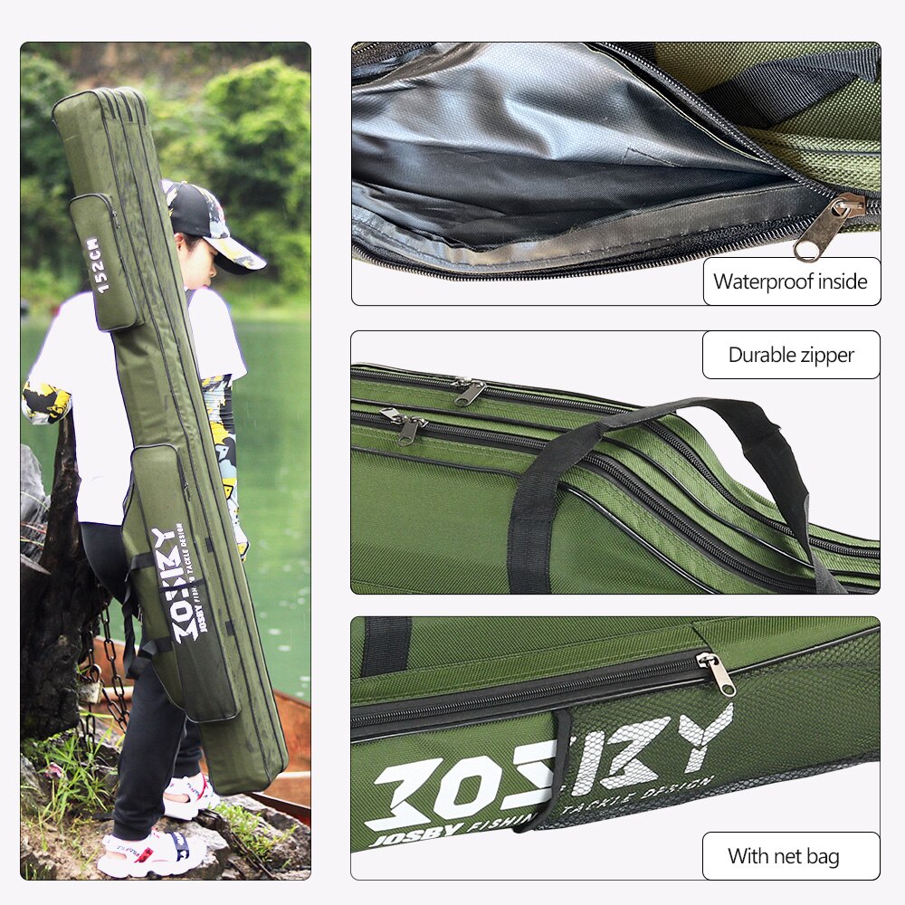 Portable Foldable Fishing Rod Carrier Fish Pole Tools Storage Bag Case