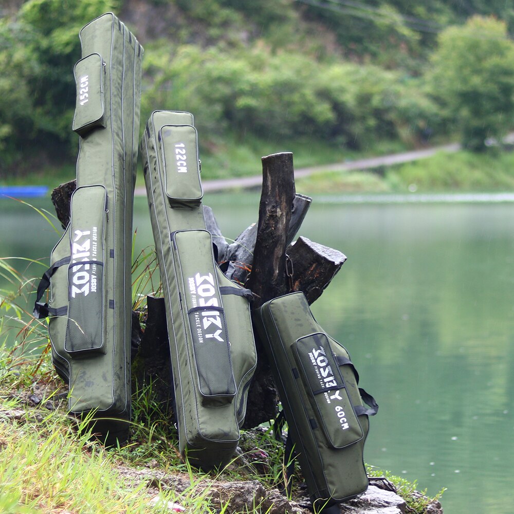 Portable Foldable Fishing Rod Carrier Fish Pole Tools Storage Bag Case