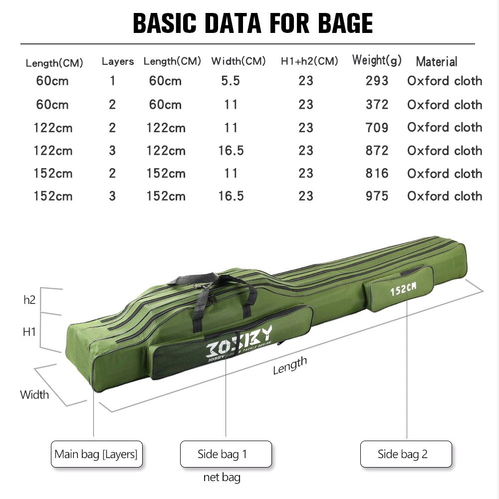 Portable Foldable Fishing Rod Carrier Fish Pole Tools Storage Bag Case