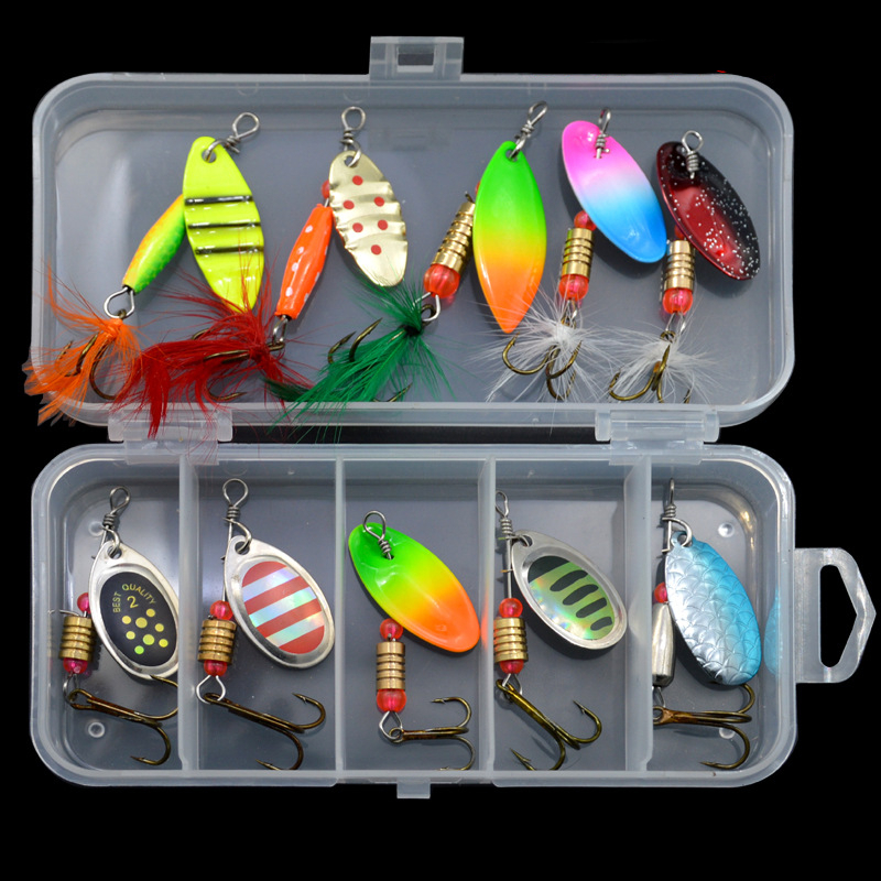10pcs/box Spoonbait Crankbaits Fishing Wobblers for Pike Crochet Kit Artificial Bait Metal Spoon Spinner Fishing Lure Lures