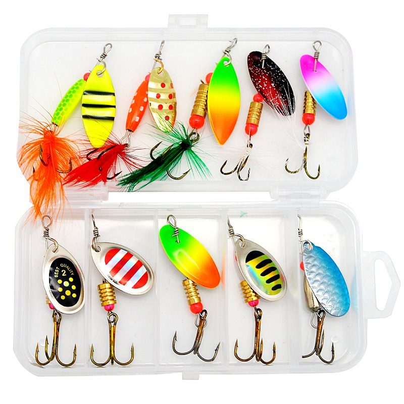 10pcs/box Spoonbait Crankbaits Fishing Wobblers for Pike Crochet Kit Artificial Bait Metal Spoon Spinner Fishing Lure Lures