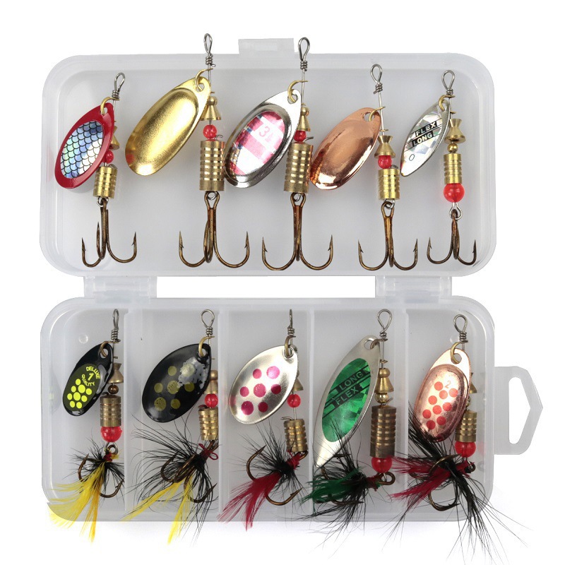 10pcs/box Spoonbait Crankbaits Fishing Wobblers for Pike Crochet Kit Artificial Bait Metal Spoon Spinner Fishing Lure Lures