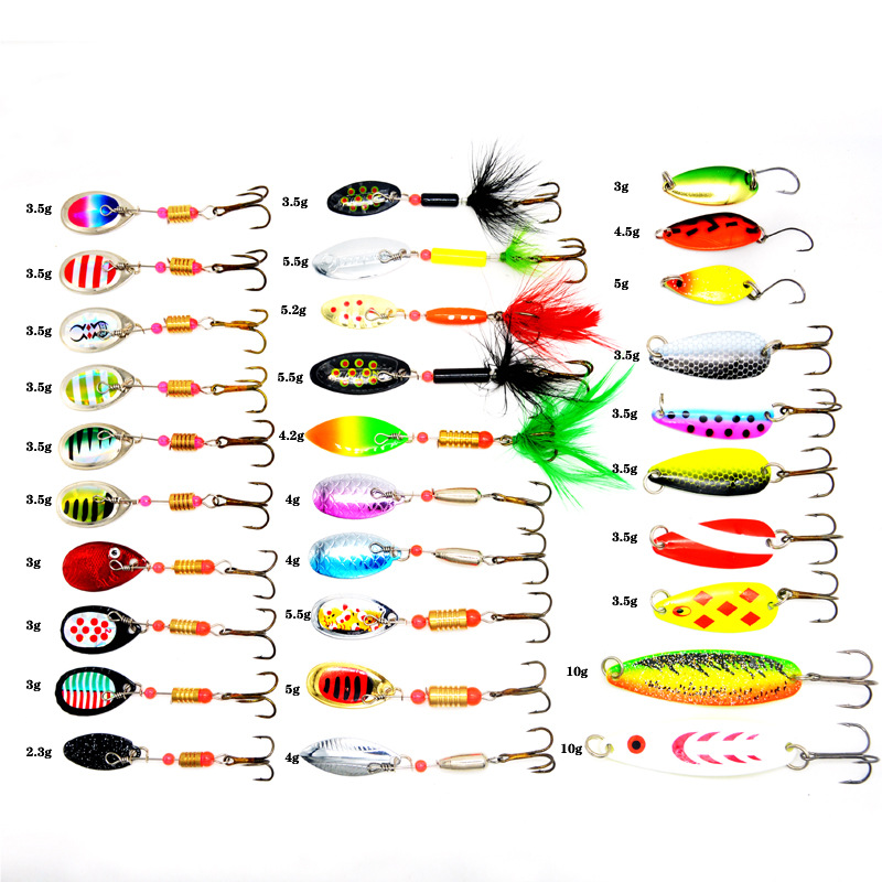 10pcs/box Spoonbait Crankbaits Fishing Wobblers for Pike Crochet Kit Artificial Bait Metal Spoon Spinner Fishing Lure Lures