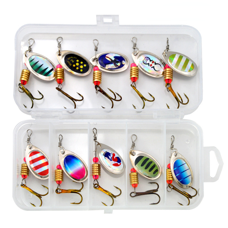 10pcs/box Spoonbait Crankbaits Fishing Wobblers for Pike Crochet Kit Artificial Bait Metal Spoon Spinner Fishing Lure Lures
