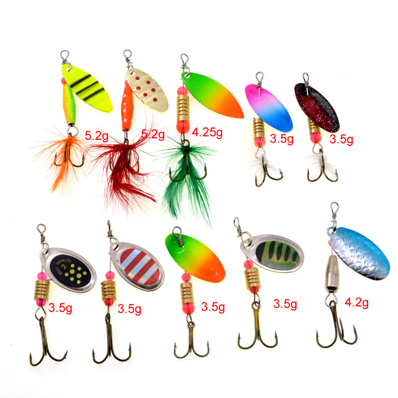 10pcs/box Spoonbait Crankbaits Fishing Wobblers for Pike Crochet Kit Artificial Bait Metal Spoon Spinner Fishing Lure Lures