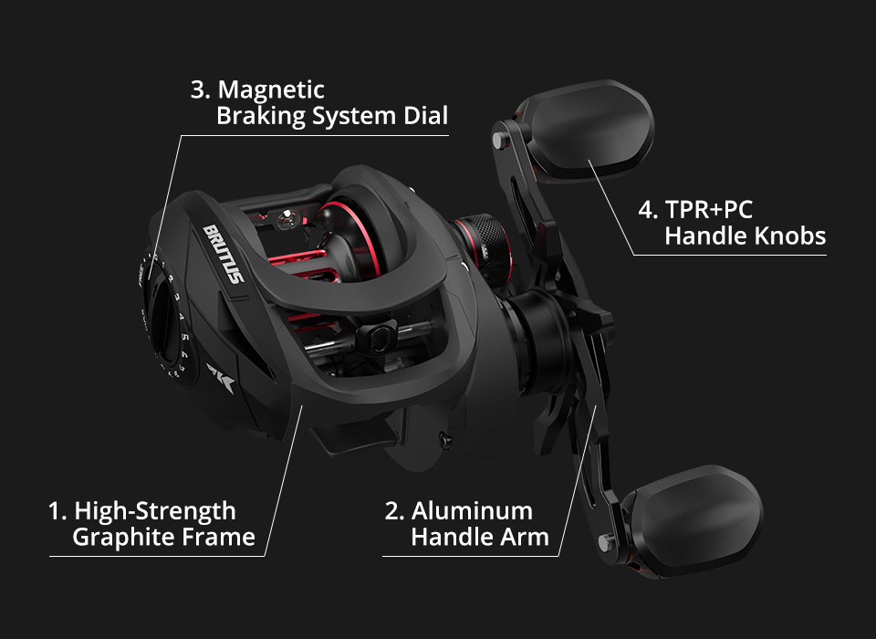 KastKing Brutus Baitcasting Reel Magnetic Braking System 7.2:1 Gear Ratio 5+1 Ball Bearings 8KG Max Drag Fishing Coil