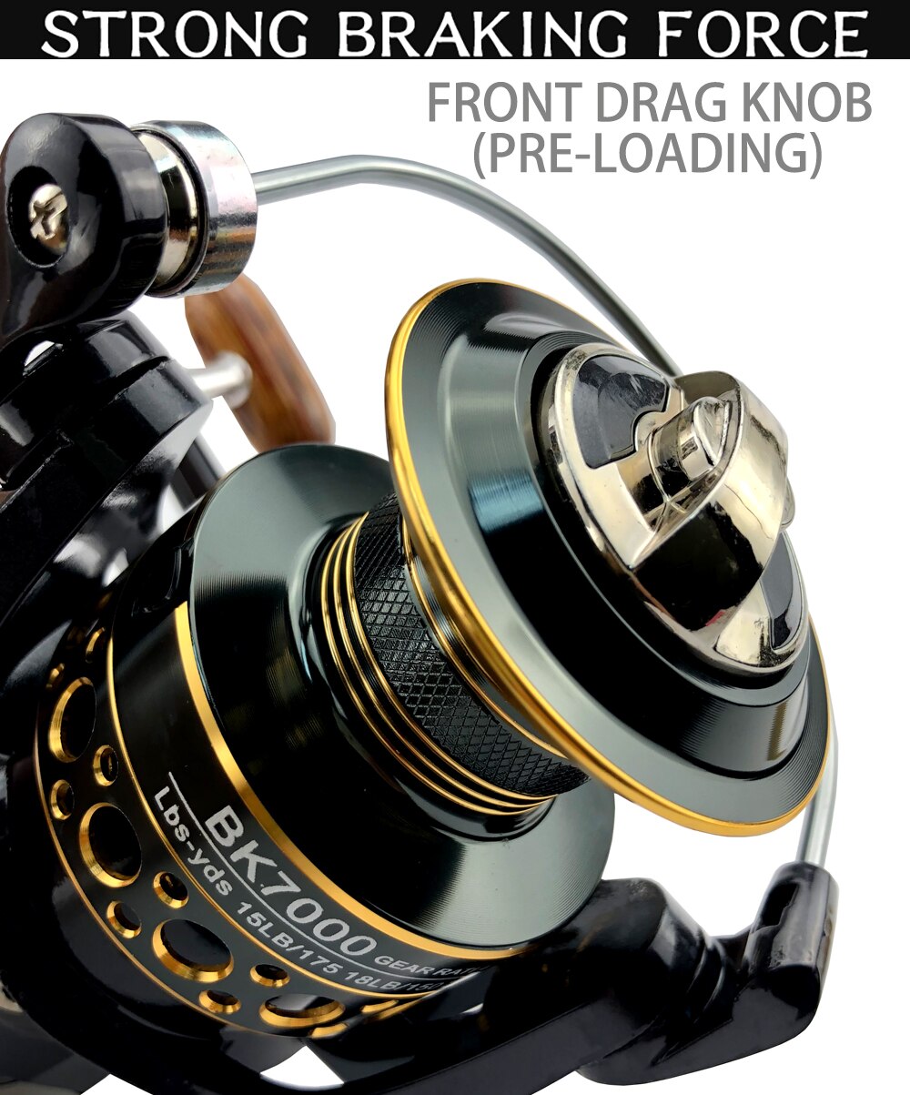 Fishing Spinning Reel Metal Spool 5.2:1/4.7:113BB Ball Bearings Carp Fishing Reel BK2000-7000 Metal Line Cup Sea Tackle Fishing Spinning Reel Metal Spool 5.2:1/4.7:113BB Ball Bearings Carp Fishing Reel BK2000-7000 Metal Line Cup Sea Tackle