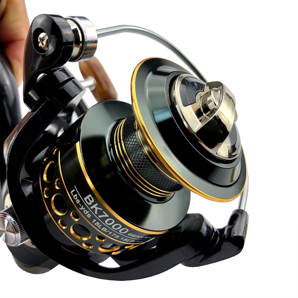Fishing Spinning Reel Metal Spool 5.2:1/4.7:113BB Ball Bearings Carp Fishing Reel BK2000-7000 Metal Line Cup Sea Tackle Fishing Spinning Reel Metal Spool 5.2:1/4.7:113BB Ball Bearings Carp Fishing Reel BK2000-7000 Metal Line Cup Sea Tackle