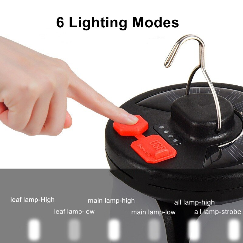 Outdoor Lighting LED Leaf Camping Lamp Hung Emergency Solar USB Rechargeable Tent Camping Lights Fishing Travel Lanterns