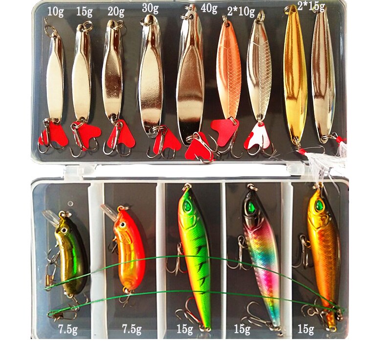 Hot Brilliant Metal Jig Spoon Fishing Lure Set 10/20/25/35pcs Wobblers Kit Pike Spoon Bait Fishing Tackle Pesca Isca Artificial