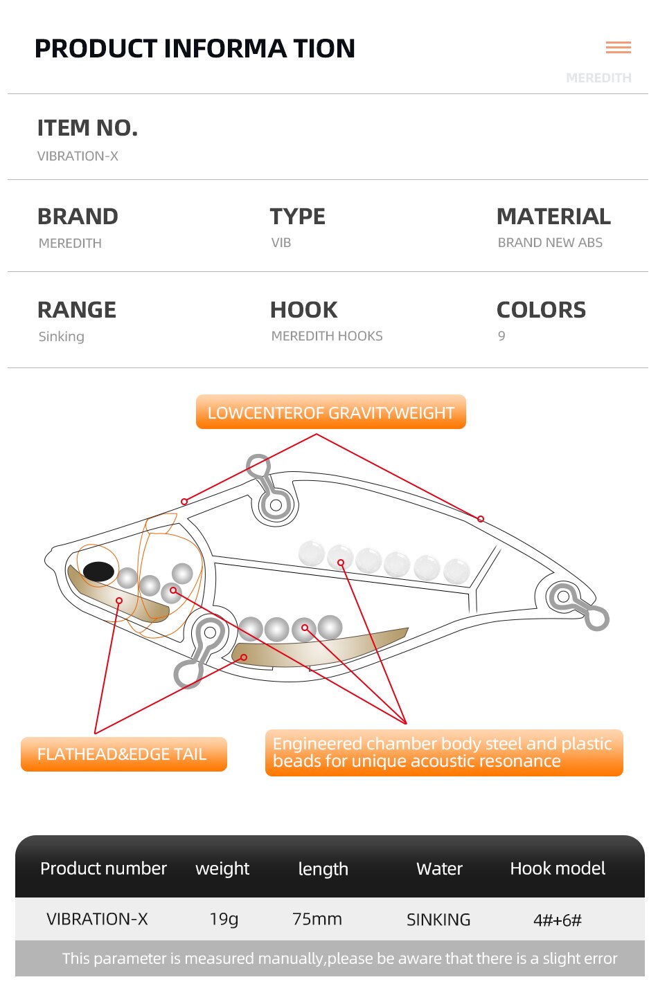 MEREDITH VIBRATION-X VIB 75mm 19g Wobblers Fishing Tackle Fishing Lures Vibration Bait for Full Depth Artificial Accessories