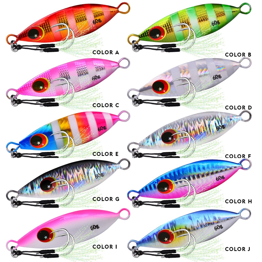 10 Pcs/Set Metal Hard Jig Lure Artificial Bait Shore Slow Jigging Super Bass Fishing Tackle 10g 20g 30g 40g 60g Supply Wholesale 10 Pcs/Set Metal Hard Jig Lure Artificial Bait Shore Slow Jigging Super Bass Fishing Tackle 10g 20g 30g 40g 60g Supply Wholesale