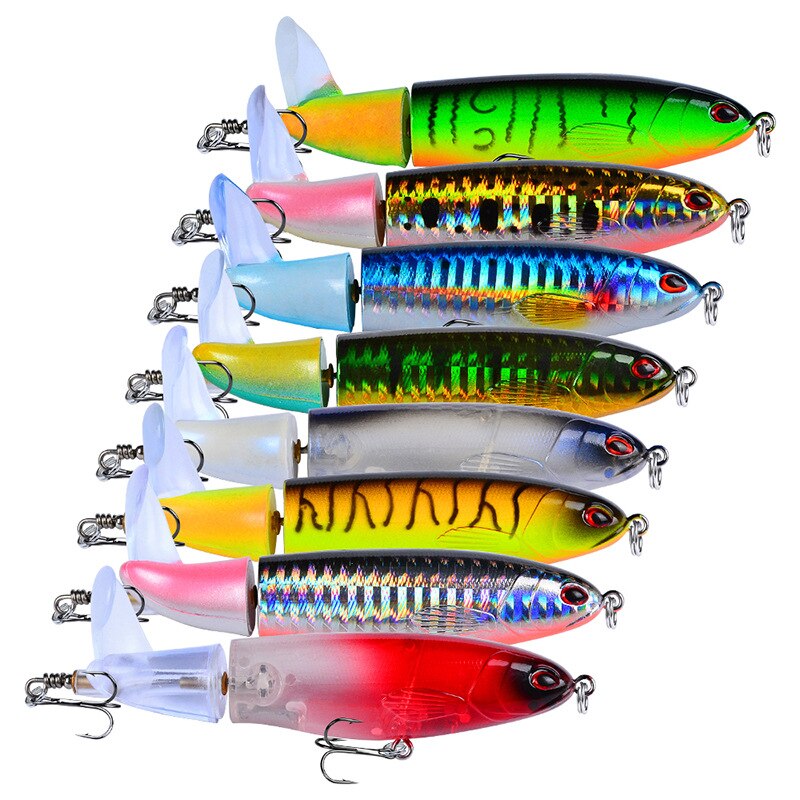 8 Pcs Set 11cm/14.5cm Topwater Fishing Lure Whopper Popper Bait Hard Plopper Soft Rotating Tail Fishing Tackle Fishing Bait Kit 8 Pcs Set 11cm/14.5cm Topwater Fishing Lure Whopper Popper Bait Hard Plopper Soft Rotating Tail Fishing Tackle Fishing Bait Kit