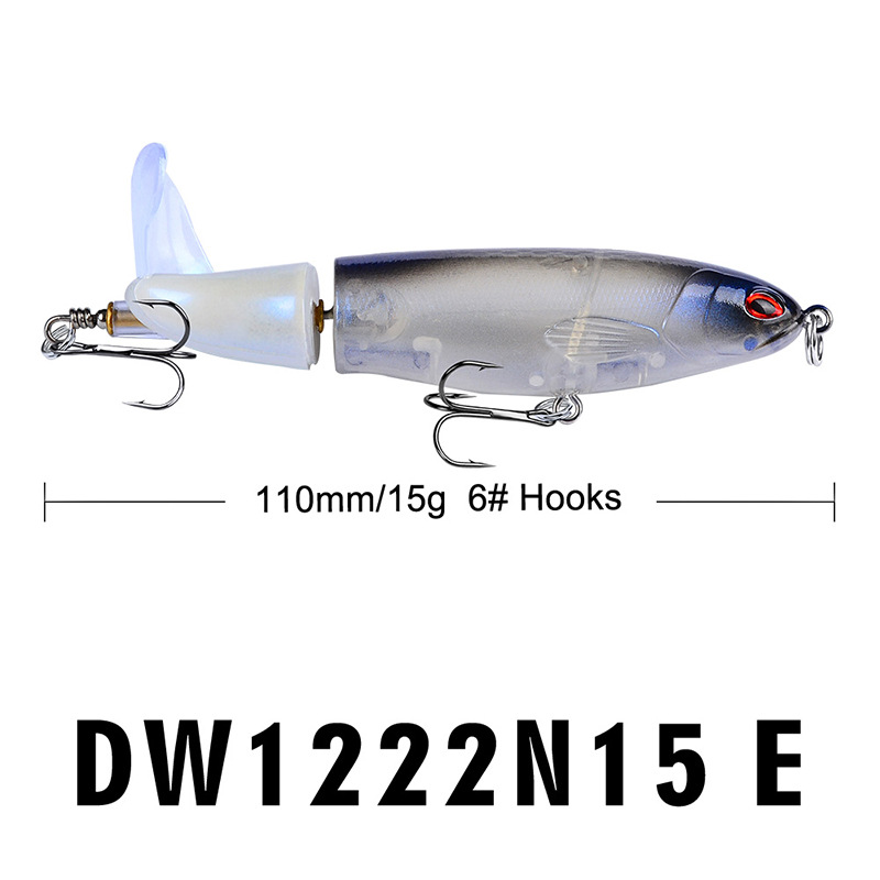 8 Pcs Set 11cm/14.5cm Topwater Fishing Lure Whopper Popper Bait Hard Plopper Soft Rotating Tail Fishing Tackle Fishing Bait Kit