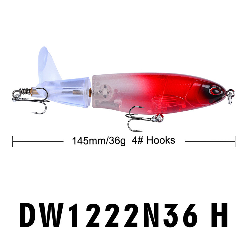 8 Pcs Set 11cm/14.5cm Topwater Fishing Lure Whopper Popper Bait Hard Plopper Soft Rotating Tail Fishing Tackle Fishing Bait Kit