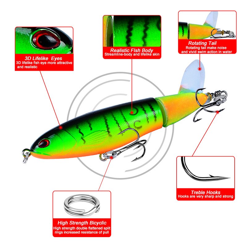 8 Pcs Set 11cm/14.5cm Topwater Fishing Lure Whopper Popper Bait Hard Plopper Soft Rotating Tail Fishing Tackle Fishing Bait Kit 8 Pcs Set 11cm/14.5cm Topwater Fishing Lure Whopper Popper Bait Hard Plopper Soft Rotating Tail Fishing Tackle Fishing Bait Kit