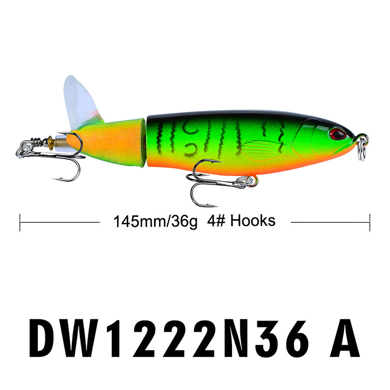 8 Pcs Set 11cm/14.5cm Topwater Fishing Lure Whopper Popper Bait Hard Plopper Soft Rotating Tail Fishing Tackle Fishing Bait Kit