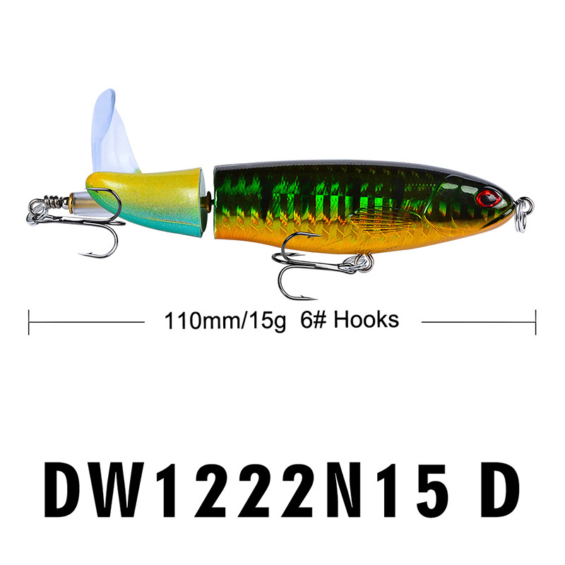 8 Pcs Set 11cm/14.5cm Topwater Fishing Lure Whopper Popper Bait Hard Plopper Soft Rotating Tail Fishing Tackle Fishing Bait Kit