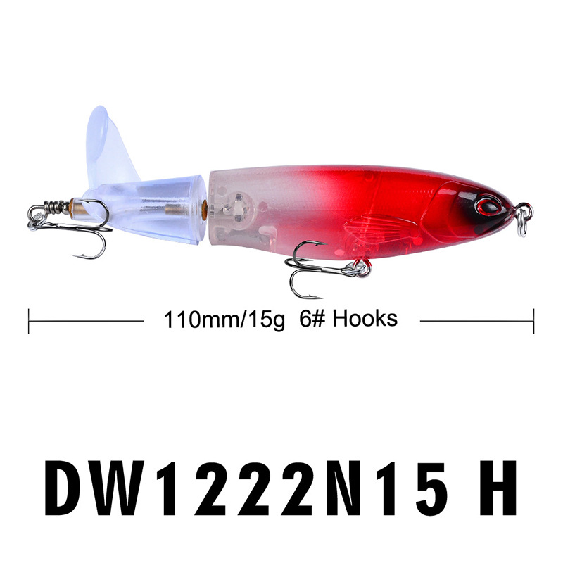 8 Pcs Set 11cm/14.5cm Topwater Fishing Lure Whopper Popper Bait Hard Plopper Soft Rotating Tail Fishing Tackle Fishing Bait Kit