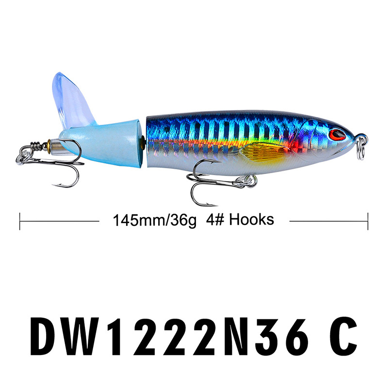 8 Pcs Set 11cm/14.5cm Topwater Fishing Lure Whopper Popper Bait Hard Plopper Soft Rotating Tail Fishing Tackle Fishing Bait Kit