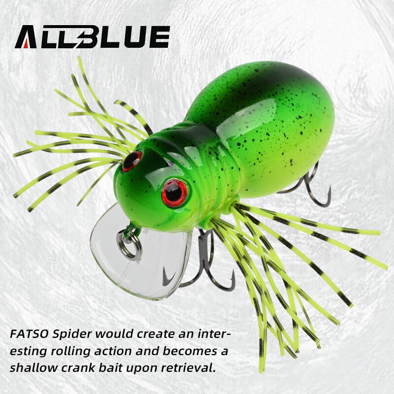 ALLBLUE FATSO SPIDER Topwater Shallow Crankbait 41MM 6.2G Rolling Insect Fishing Lure Wobbler Bait Freshwater Bass Pike Tackle ALLBLUE FATSO SPIDER Topwater Shallow Crankbait 41MM 6.2G Rolling Insect Fishing Lure Wobbler Bait Freshwater Bass Pike Tackle