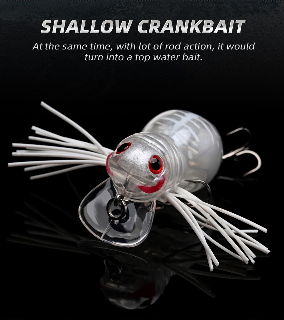 ALLBLUE FATSO SPIDER Topwater Shallow Crankbait 41MM 6.2G Rolling Insect Fishing Lure Wobbler Bait Freshwater Bass Pike Tackle