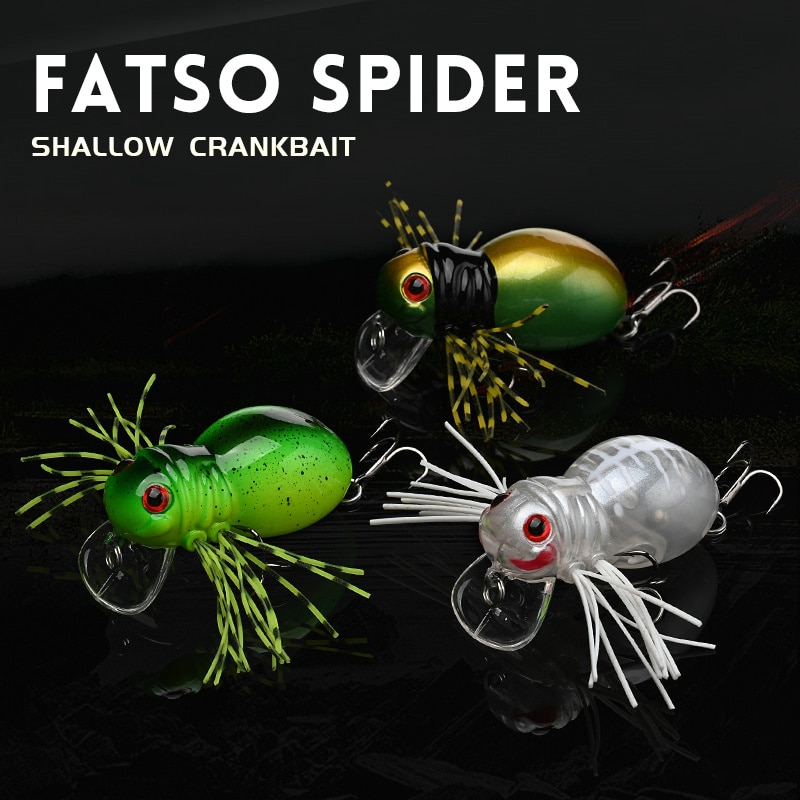 ALLBLUE FATSO SPIDER Topwater Shallow Crankbait 41MM 6.2G Rolling Insect Fishing Lure Wobbler Bait Freshwater Bass Pike Tackle ALLBLUE FATSO SPIDER Topwater Shallow Crankbait 41MM 6.2G Rolling Insect Fishing Lure Wobbler Bait Freshwater Bass Pike Tackle