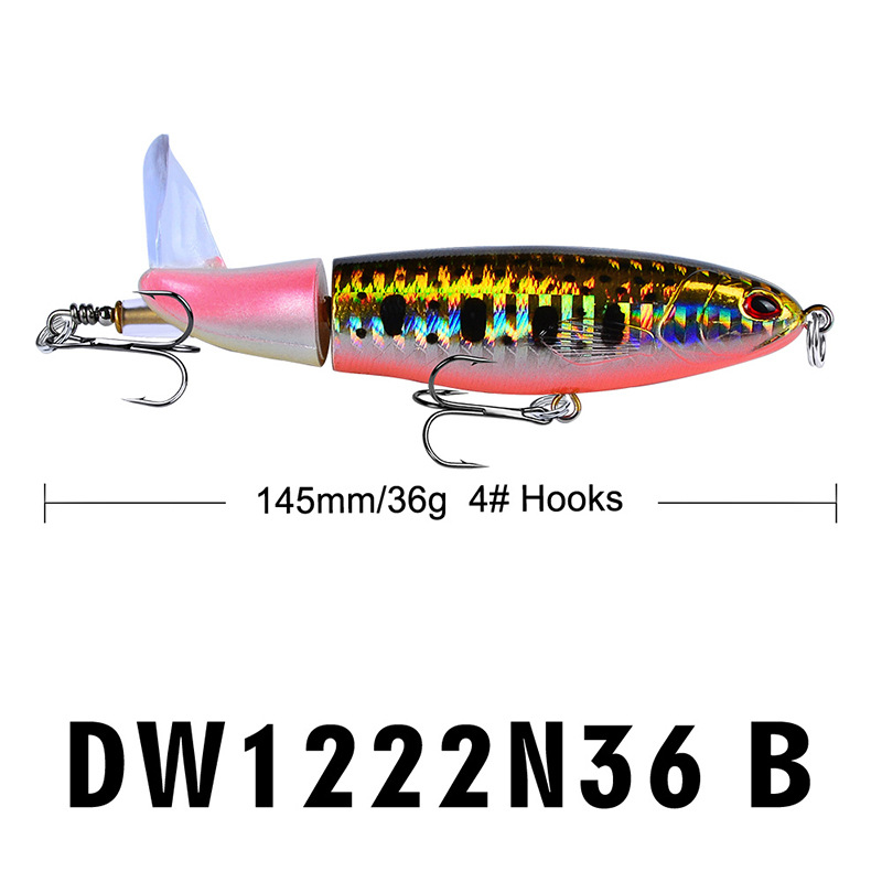 8 Pcs Set 11cm/14.5cm Topwater Fishing Lure Whopper Popper Bait Hard Plopper Soft Rotating Tail Fishing Tackle Fishing Bait Kit