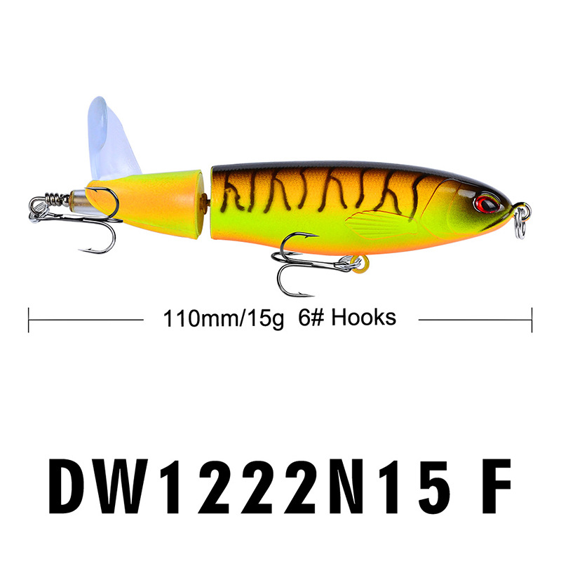 8 Pcs Set 11cm/14.5cm Topwater Fishing Lure Whopper Popper Bait Hard Plopper Soft Rotating Tail Fishing Tackle Fishing Bait Kit