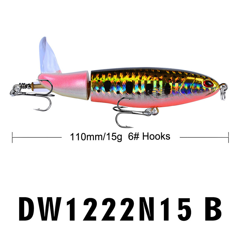 8 Pcs Set 11cm/14.5cm Topwater Fishing Lure Whopper Popper Bait Hard Plopper Soft Rotating Tail Fishing Tackle Fishing Bait Kit