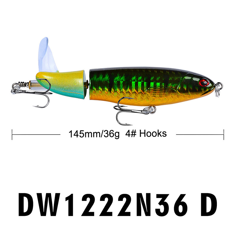 8 Pcs Set 11cm/14.5cm Topwater Fishing Lure Whopper Popper Bait Hard Plopper Soft Rotating Tail Fishing Tackle Fishing Bait Kit