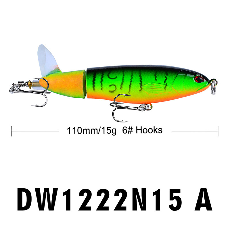 8 Pcs Set 11cm/14.5cm Topwater Fishing Lure Whopper Popper Bait Hard Plopper Soft Rotating Tail Fishing Tackle Fishing Bait Kit