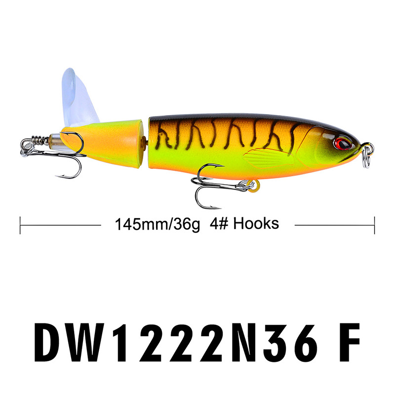 8 Pcs Set 11cm/14.5cm Topwater Fishing Lure Whopper Popper Bait Hard Plopper Soft Rotating Tail Fishing Tackle Fishing Bait Kit