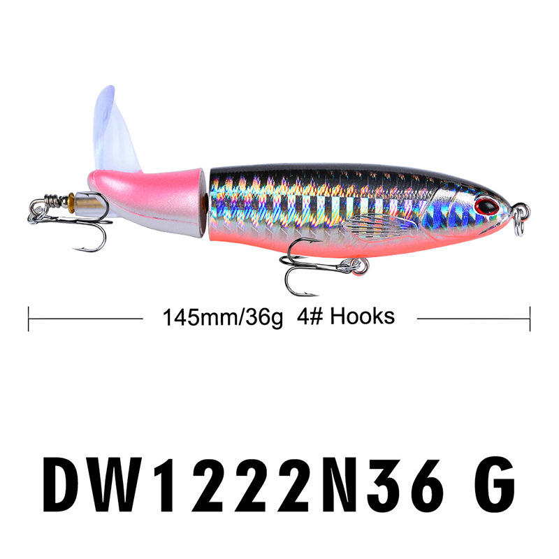 8 Pcs Set 11cm/14.5cm Topwater Fishing Lure Whopper Popper Bait Hard Plopper Soft Rotating Tail Fishing Tackle Fishing Bait Kit