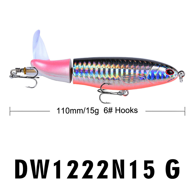 8 Pcs Set 11cm/14.5cm Topwater Fishing Lure Whopper Popper Bait Hard Plopper Soft Rotating Tail Fishing Tackle Fishing Bait Kit