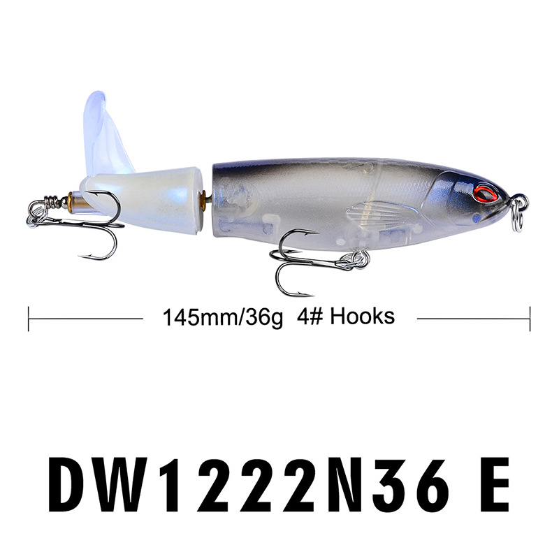 8 Pcs Set 11cm/14.5cm Topwater Fishing Lure Whopper Popper Bait Hard Plopper Soft Rotating Tail Fishing Tackle Fishing Bait Kit