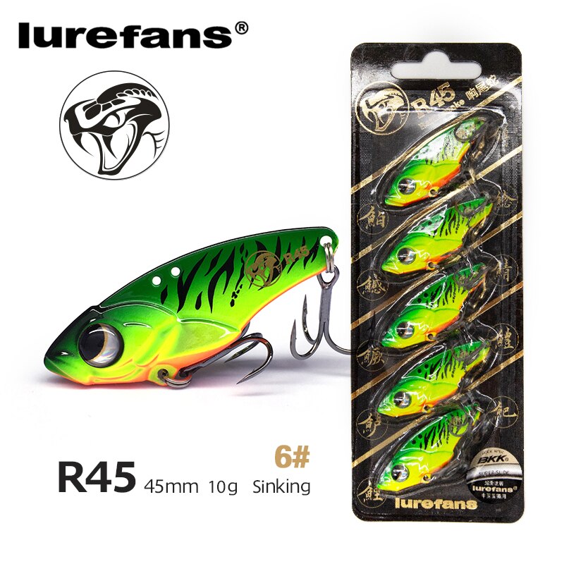 Lurefans 5 Packs/Lot Full Swimming Layer VIB Rattlesnake Sinking Lure 35/40/45mm Artificial Catfish Bait Tackle Fishing Bait