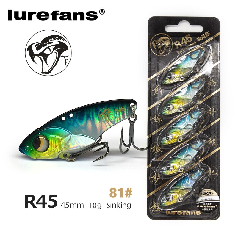 Lurefans 5 Packs/Lot Full Swimming Layer VIB Rattlesnake Sinking Lure 35/40/45mm Artificial Catfish Bait Tackle Fishing Bait