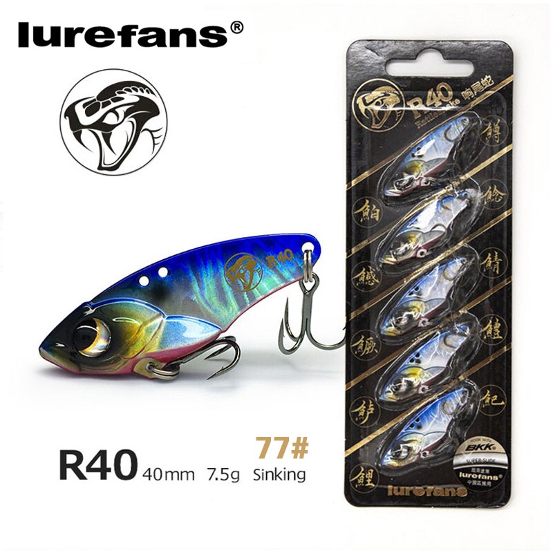 Lurefans 5 Packs/Lot Full Swimming Layer VIB Rattlesnake Sinking Lure 35/40/45mm Artificial Catfish Bait Tackle Fishing Bait