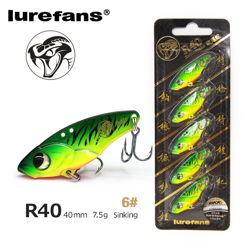 Lurefans 5 Packs/Lot Full Swimming Layer VIB Rattlesnake Sinking Lure 35/40/45mm Artificial Catfish Bait Tackle Fishing Bait